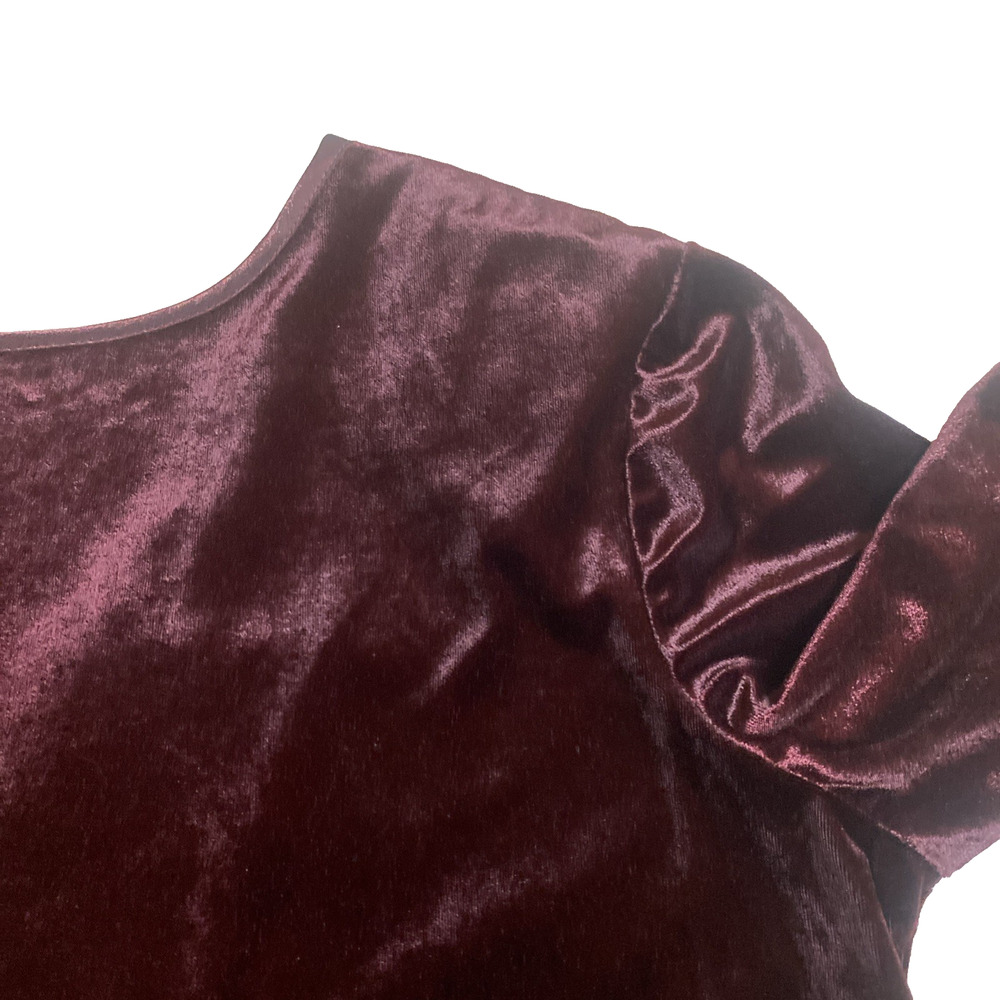 Molly Malloy Y2K Burgundy Velvet Satin Fit Flare Dress Long Sleeve Party 14 - Picture 9 of 10